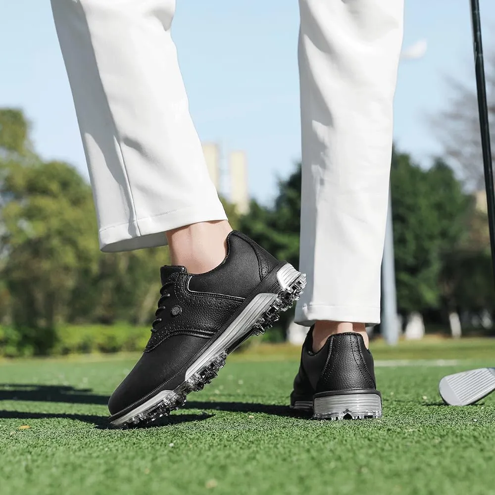 Mens Golf Shoes Traditions Fixed Nailless Sole Waterproof Spikeless Size 7.5-14