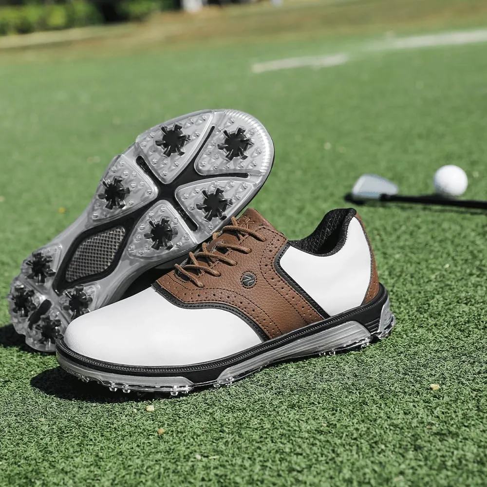 Mens Golf Shoes Traditions Fixed Nailless Sole Waterproof Spikeless Size 7.5-14