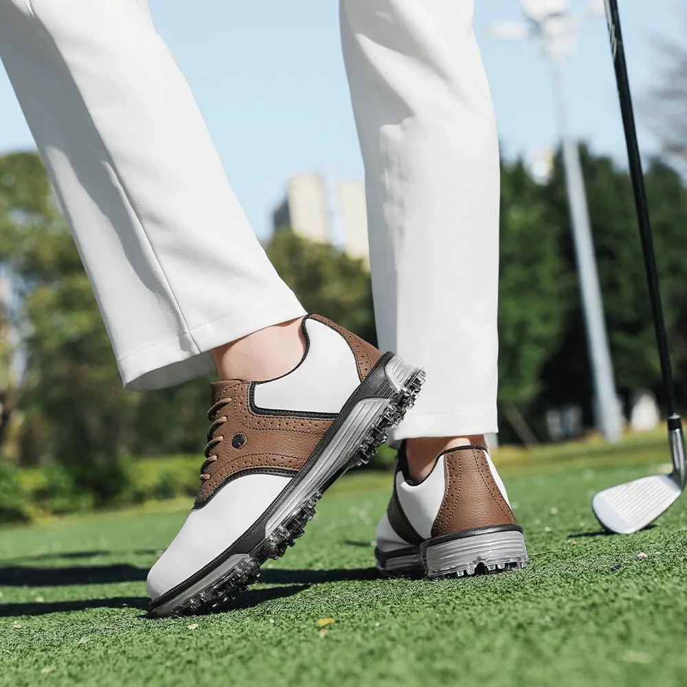 Mens Golf Shoes Traditions Fixed Nailless Sole Waterproof Spikeless Size 7.5-14