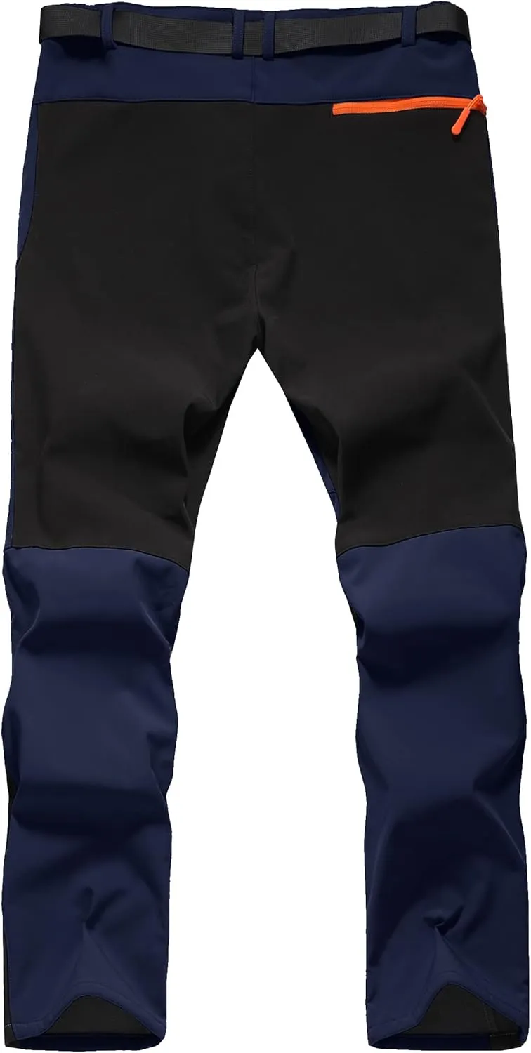 Men's Hiking Snow Ski Pants Softshell Fleece Lined Winter Water Repellent Outdoor Fishing Cargo Pants