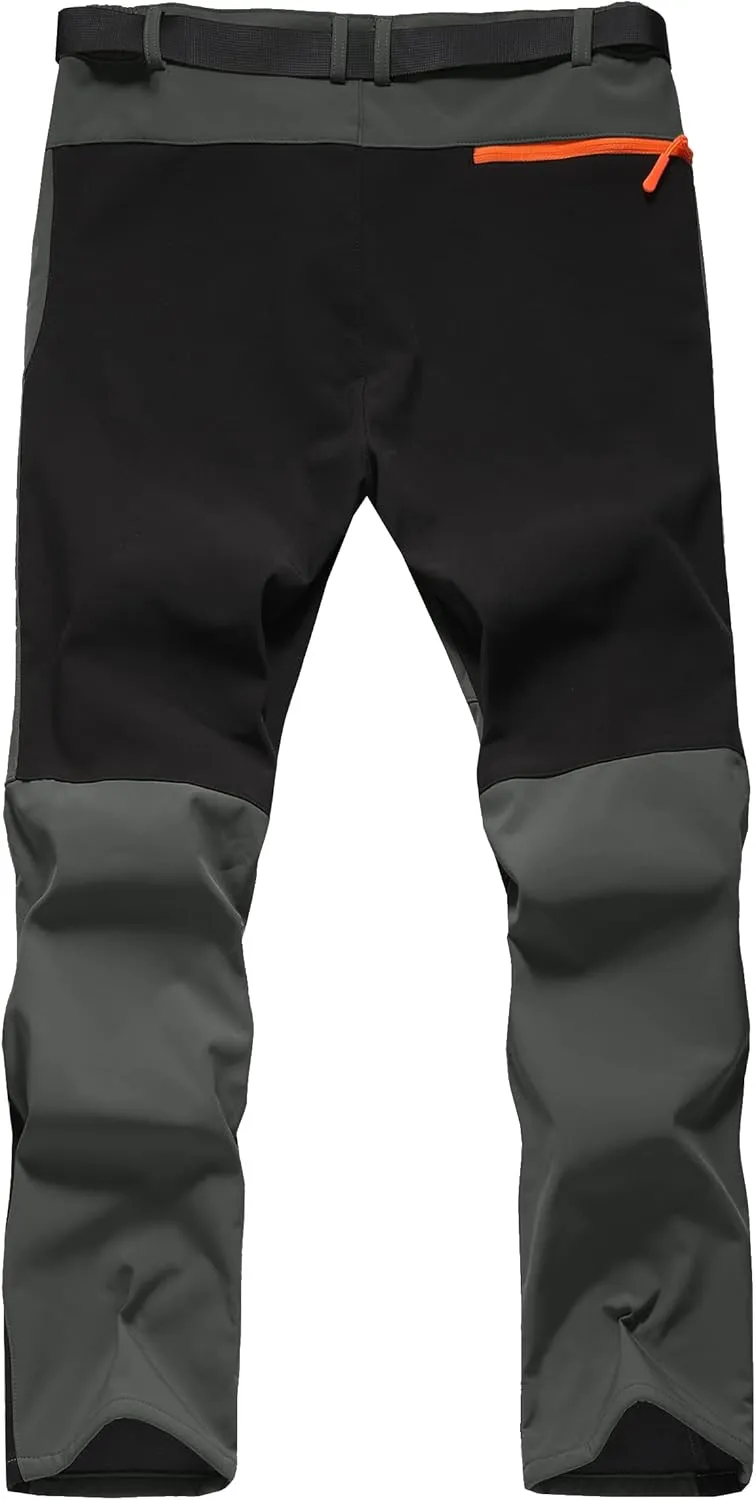 Men's Hiking Snow Ski Pants Softshell Fleece Lined Winter Water Repellent Outdoor Fishing Cargo Pants