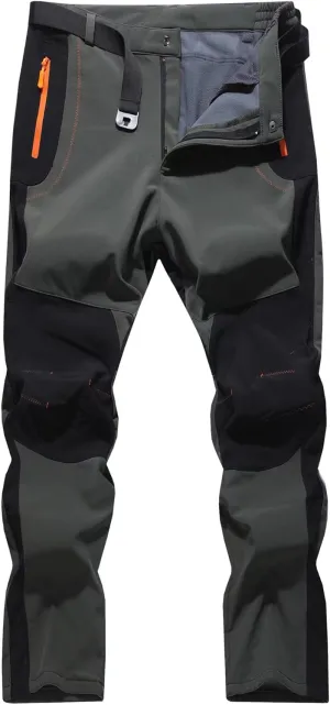 Men's Hiking Snow Ski Pants Softshell Fleece Lined Winter Water Repellent Outdoor Fishing Cargo Pants