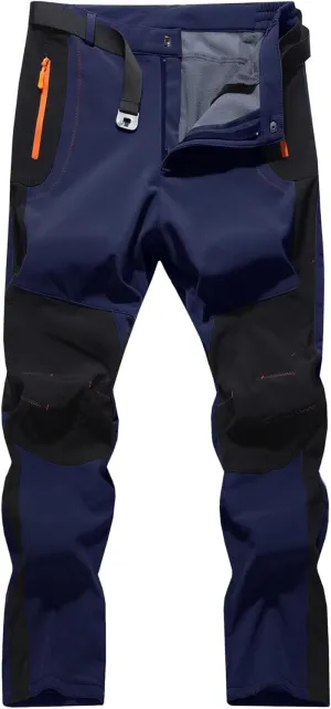 Men's Hiking Snow Ski Pants Softshell Fleece Lined Winter Water Repellent Outdoor Fishing Cargo Pants