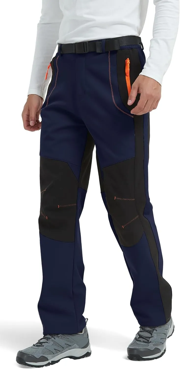 Men's Hiking Snow Ski Pants Softshell Fleece Lined Winter Water Repellent Outdoor Fishing Cargo Pants
