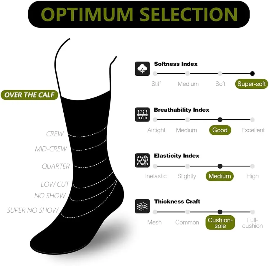 Men's Hiking Socks Military Green Shin Guard Hunting Boot Socks Over the Calf Socks for Men, 3-Pack