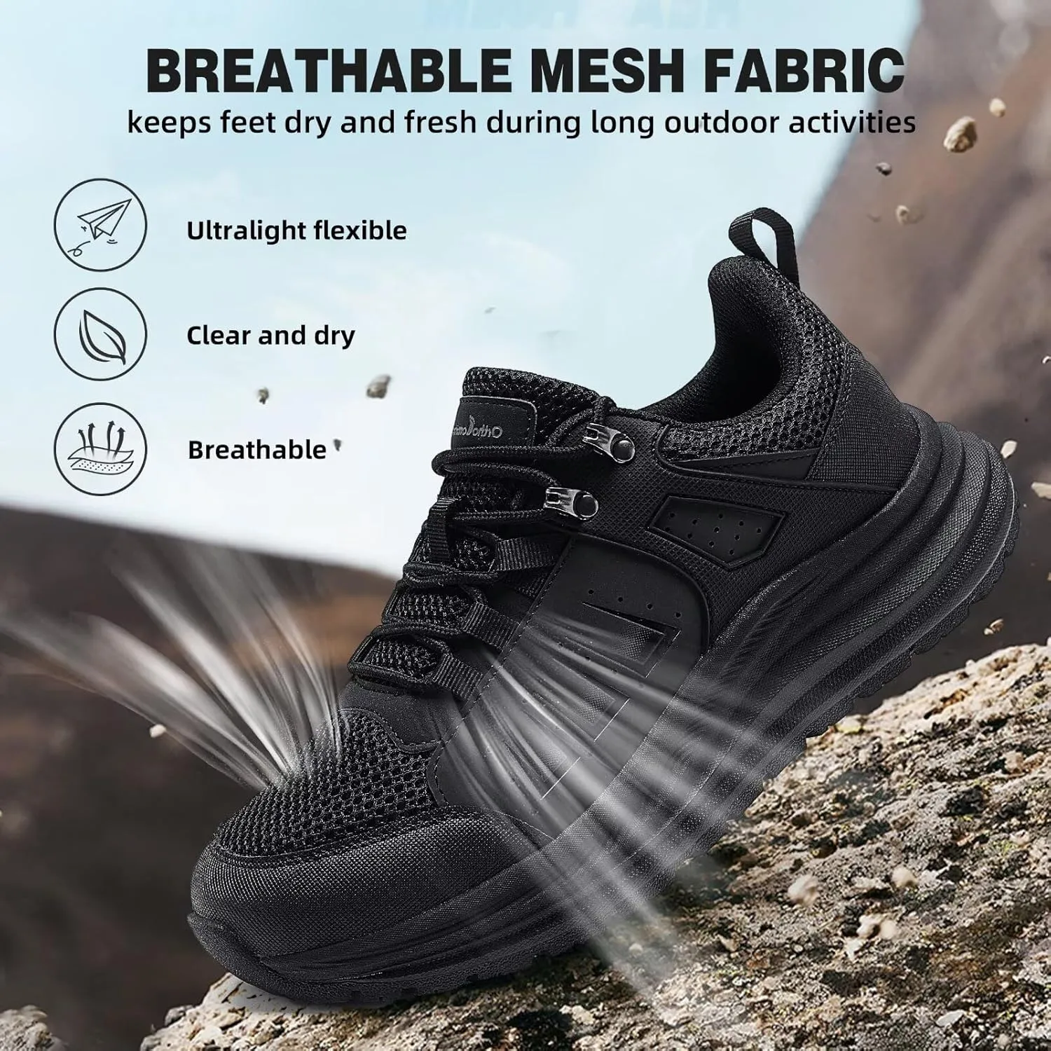 Men's Orthopedic Trail Running Shoes: Comfortable Casual Arch Support Plantar Fasciitis Trekking Walking Shoes, Orthotic Flat Feet Sport Hiking Gym Training Sneakers for Foot and Heel Pain Relief