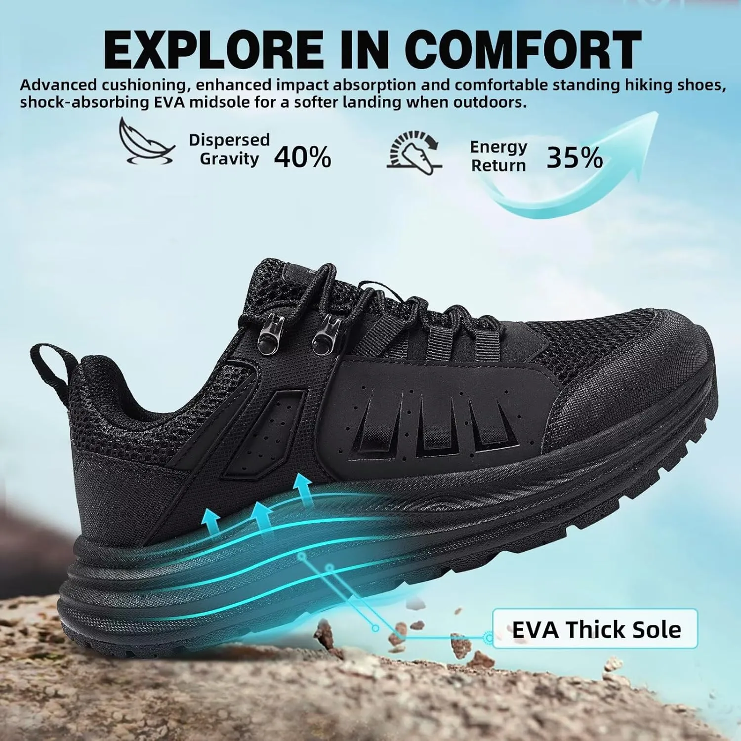Men's Orthopedic Trail Running Shoes: Comfortable Casual Arch Support Plantar Fasciitis Trekking Walking Shoes, Orthotic Flat Feet Sport Hiking Gym Training Sneakers for Foot and Heel Pain Relief