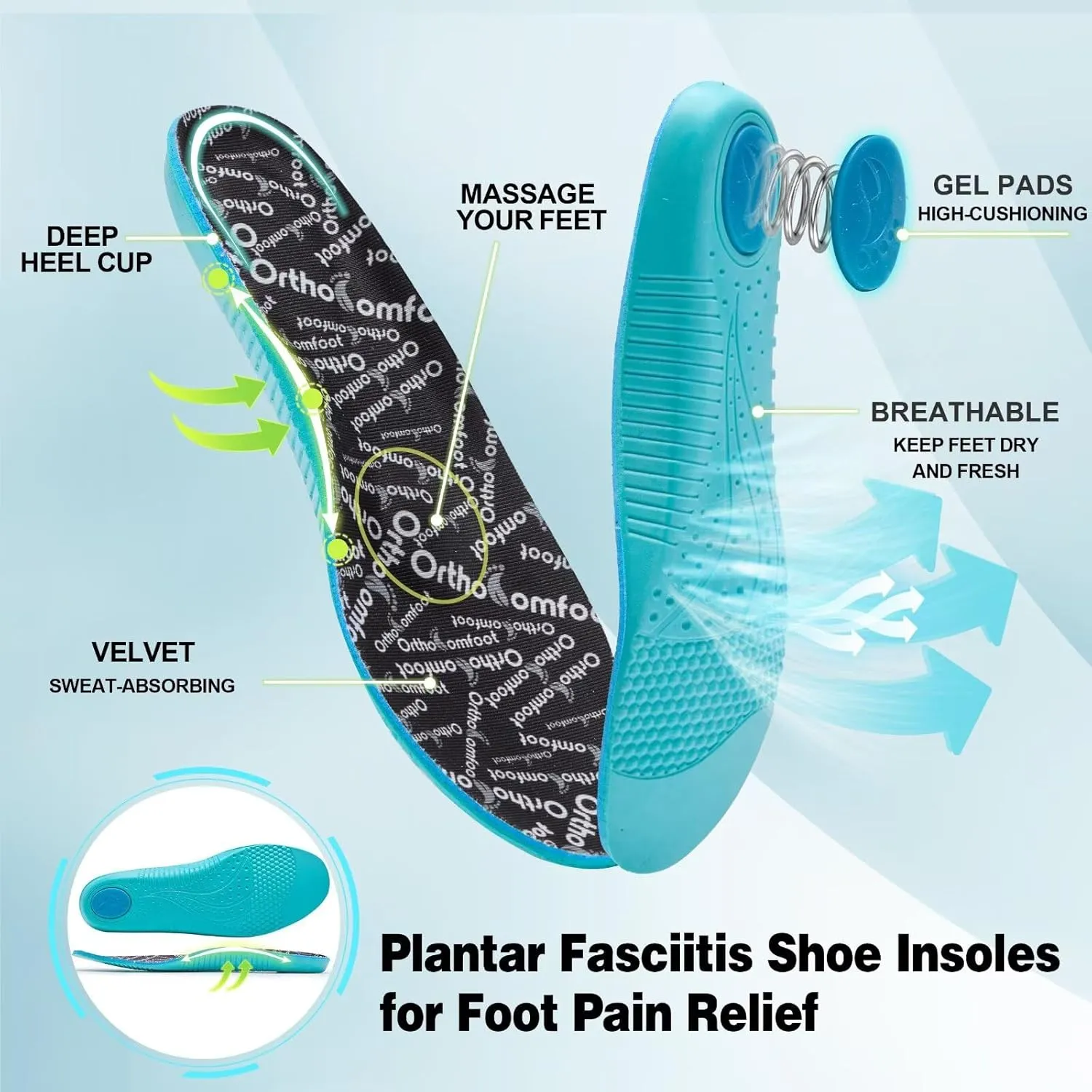 Men's Orthopedic Trail Running Shoes: Comfortable Casual Arch Support Plantar Fasciitis Trekking Walking Shoes, Orthotic Flat Feet Sport Hiking Gym Training Sneakers for Foot and Heel Pain Relief