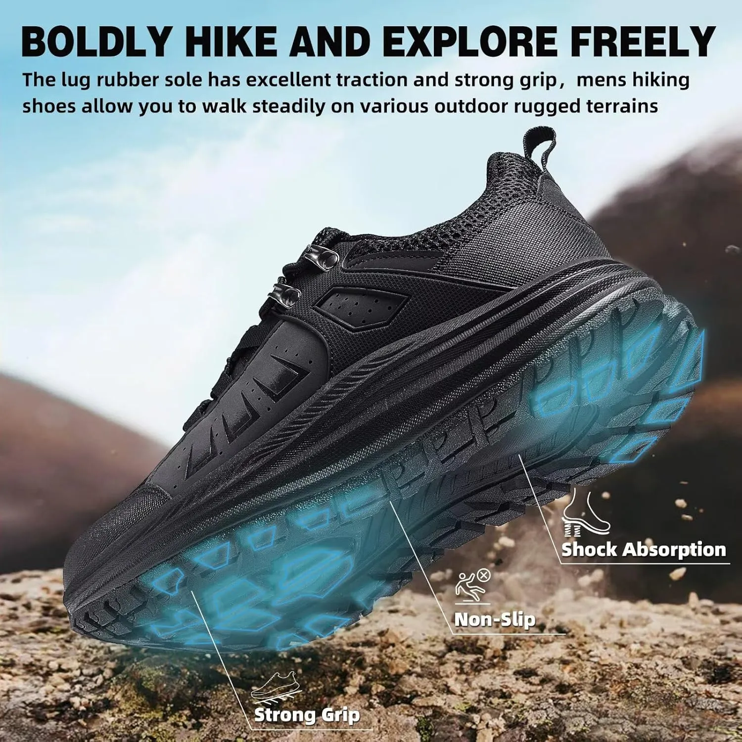 Men's Orthopedic Trail Running Shoes: Comfortable Casual Arch Support Plantar Fasciitis Trekking Walking Shoes, Orthotic Flat Feet Sport Hiking Gym Training Sneakers for Foot and Heel Pain Relief