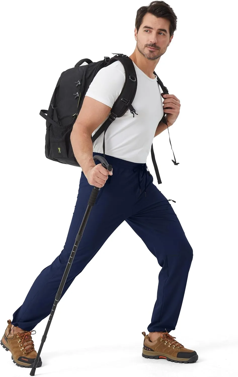 Mens Stretch Hiking Pants Cargo Quick Dry Lightweight Water Resistant Outdoor Fishing Pants Adjustable Bottom Pockets