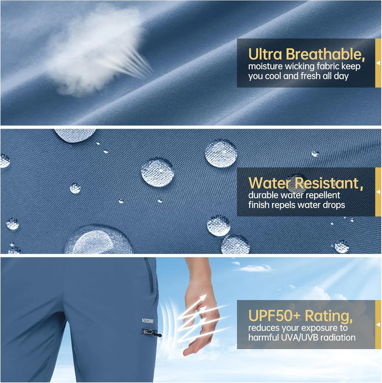Mens Stretch Hiking Pants Cargo Quick Dry Lightweight Water Resistant Outdoor Fishing Pants Adjustable Bottom Pockets