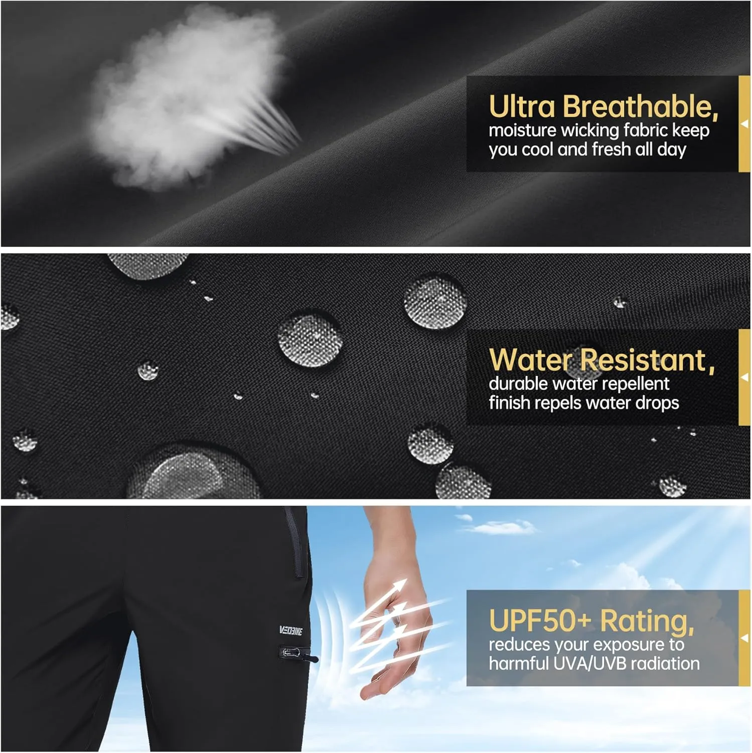 Mens Stretch Hiking Pants Cargo Quick Dry Lightweight Water Resistant Outdoor Fishing Pants Adjustable Bottom Pockets