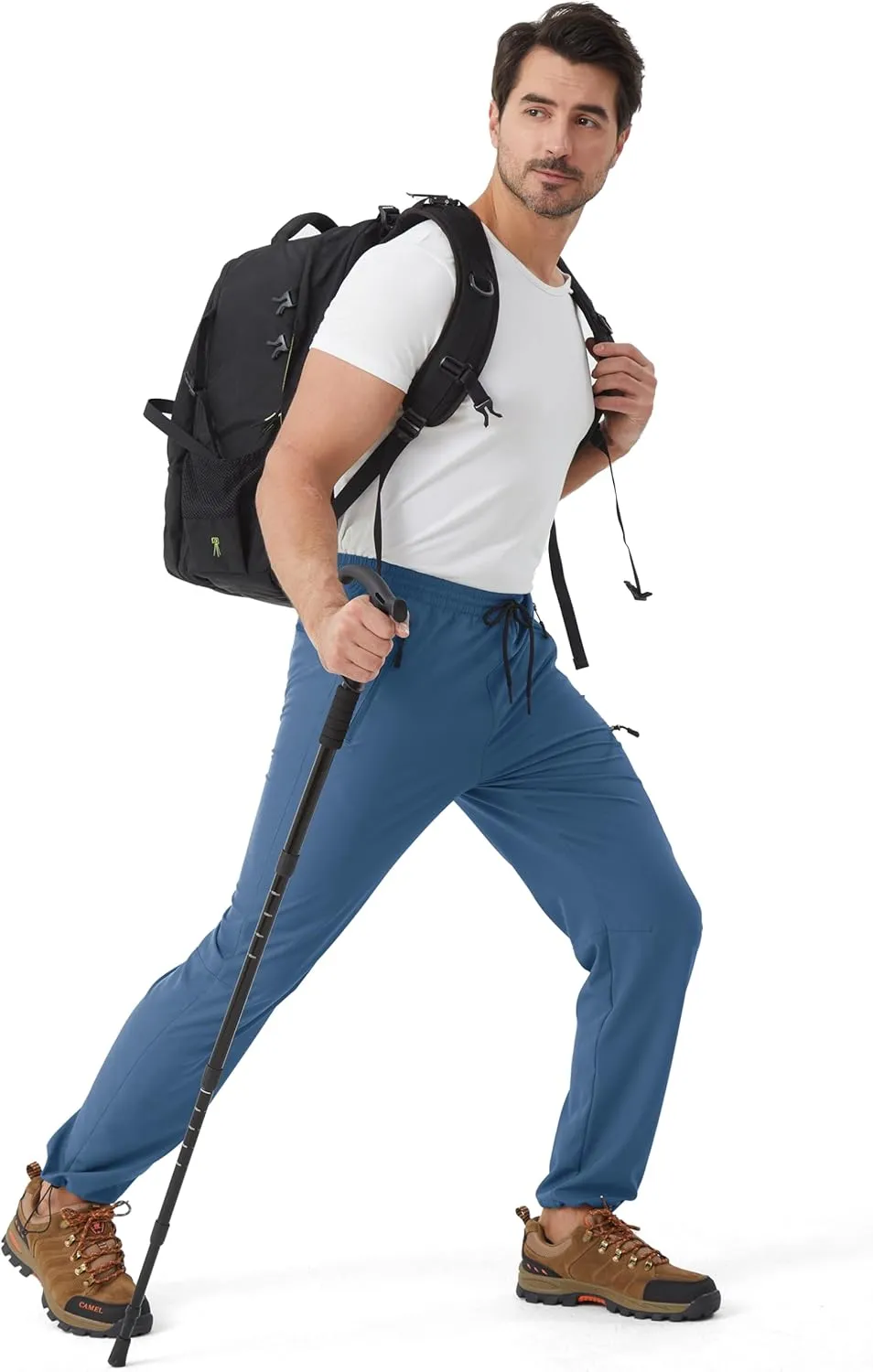 Mens Stretch Hiking Pants Cargo Quick Dry Lightweight Water Resistant Outdoor Fishing Pants Adjustable Bottom Pockets