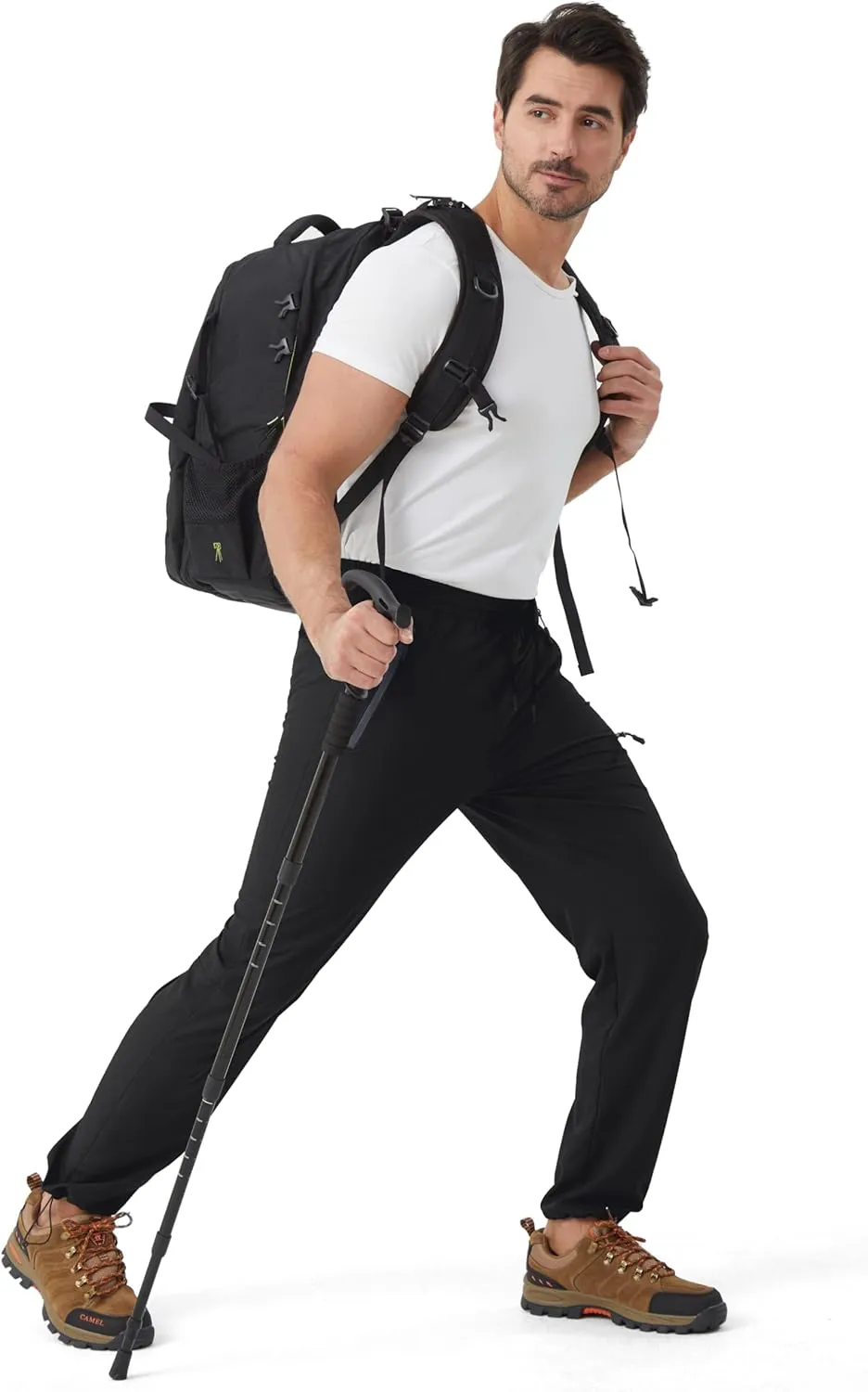 Mens Stretch Hiking Pants Cargo Quick Dry Lightweight Water Resistant Outdoor Fishing Pants Adjustable Bottom Pockets