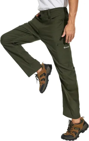 Men's Stretch Lightweight Hiking Cargo Pants UPF 50  Cropped with Roll-Up Leg Snaps Water Resistant Straight Fit