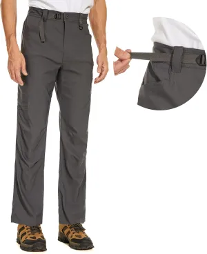 Men's Stretch Lightweight Hiking Cargo Pants UPF 50  Cropped with Roll-Up Leg Snaps Water Resistant Straight Fit