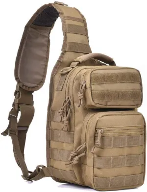 Men's Tactical Sling Bag Backpack Shoulder Chest Pack Cross Body Bag Casual Multipurpose Anti Theft Daypack for Travel, Hiking,Camping,Trekking,Outdoor Sport (Khaki)