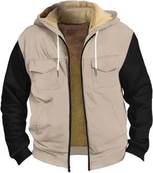 Mens Winter Coat Sherpa Lined Hoodie Jackets Zip Up Long Sleeve Heavyweight Sweatshirt Warm Fleece Jacket, S-5XL