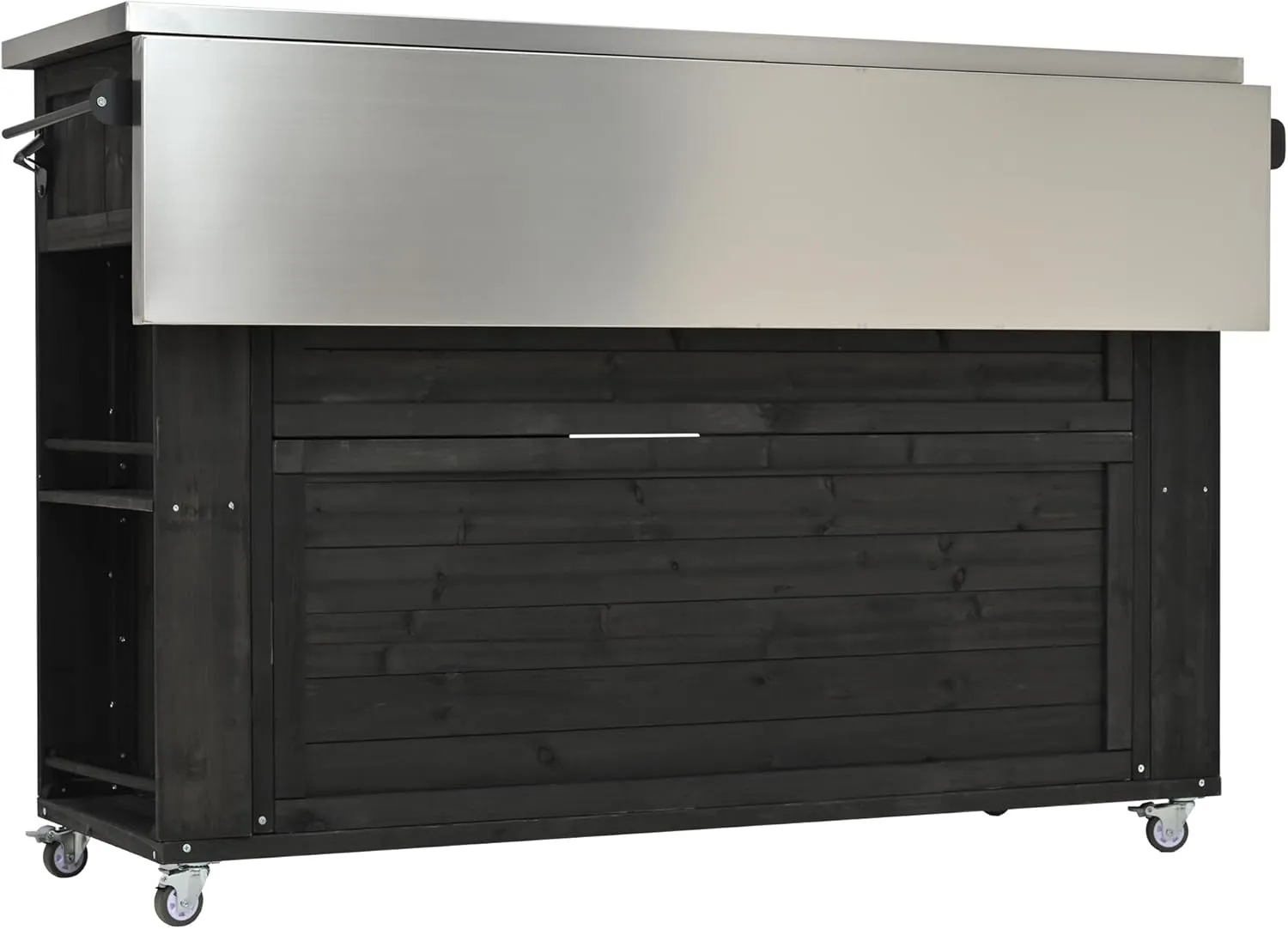 Merax 52.25" W Outdoor Kitchen Island Patio Grill Cart with Stainless Steel Tabletop, Storage Cabinet for BBQ, Bar