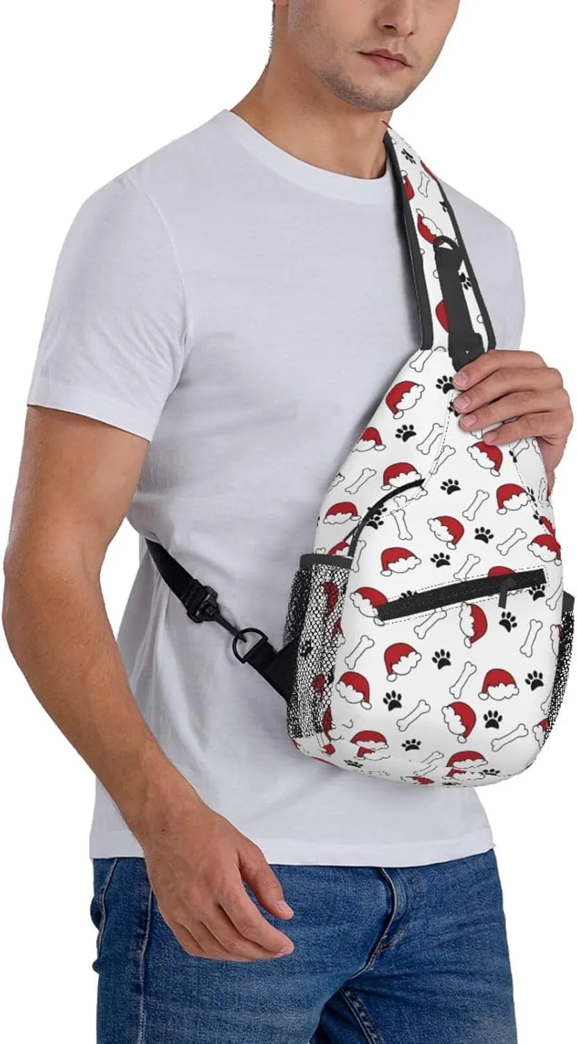 Merry Christmas Sling Backpack,Christmas Snowflake Crossbody Shoulder Backpack Adjustable Sling Bag for Men Women