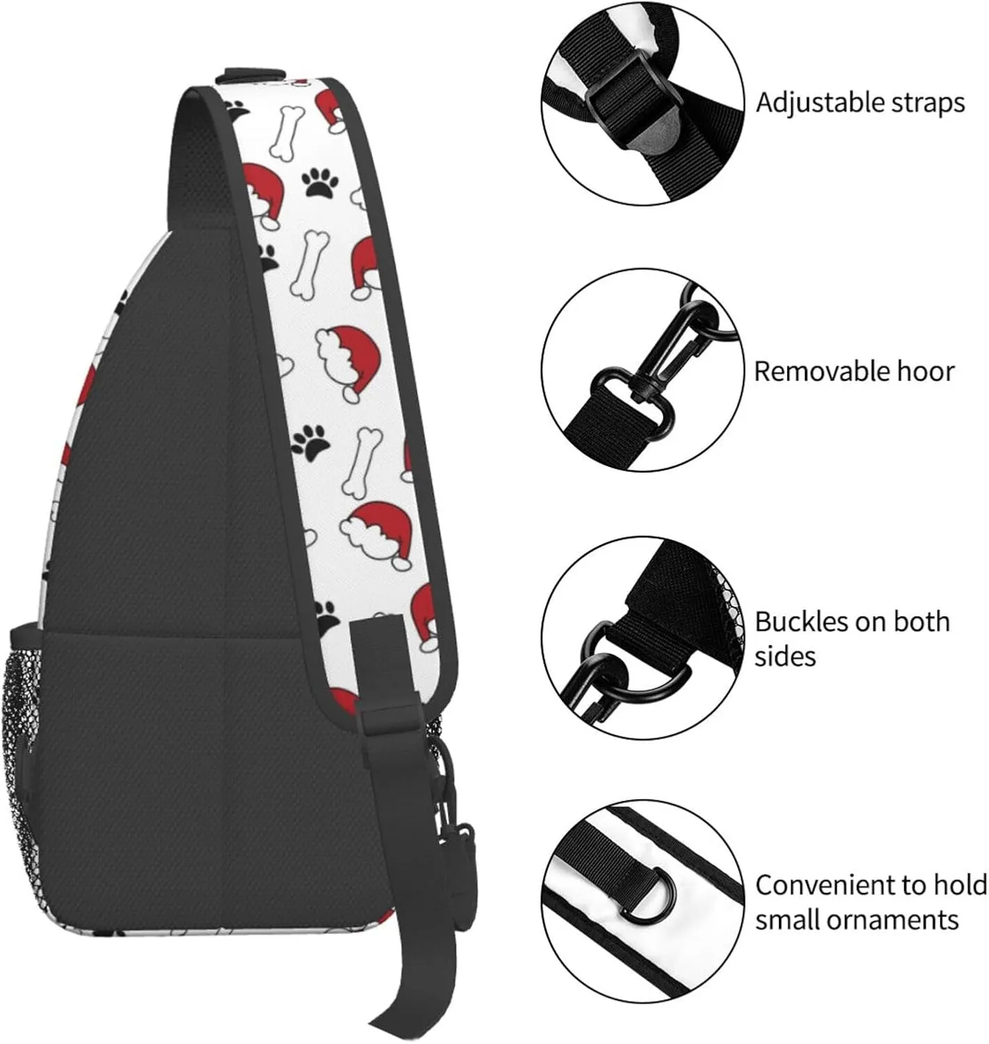 Merry Christmas Sling Backpack,Christmas Snowflake Crossbody Shoulder Backpack Adjustable Sling Bag for Men Women