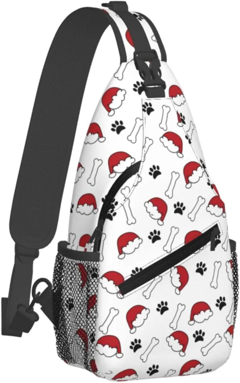 Merry Christmas Sling Backpack,Christmas Snowflake Crossbody Shoulder Backpack Adjustable Sling Bag for Men Women