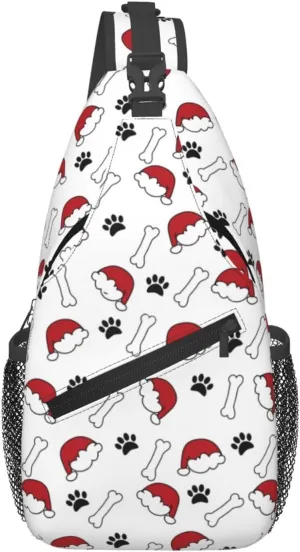 Merry Christmas Sling Backpack,Christmas Snowflake Crossbody Shoulder Backpack Adjustable Sling Bag for Men Women