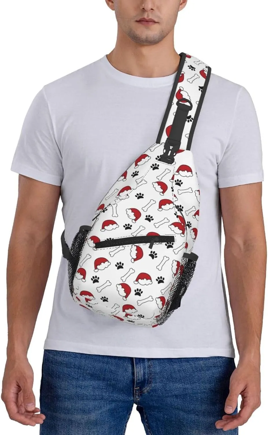 Merry Christmas Sling Backpack,Christmas Snowflake Crossbody Shoulder Backpack Adjustable Sling Bag for Men Women