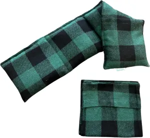 Microwavable Heating Pad with Washable Bag (Dark Green Plaid w/Bag)