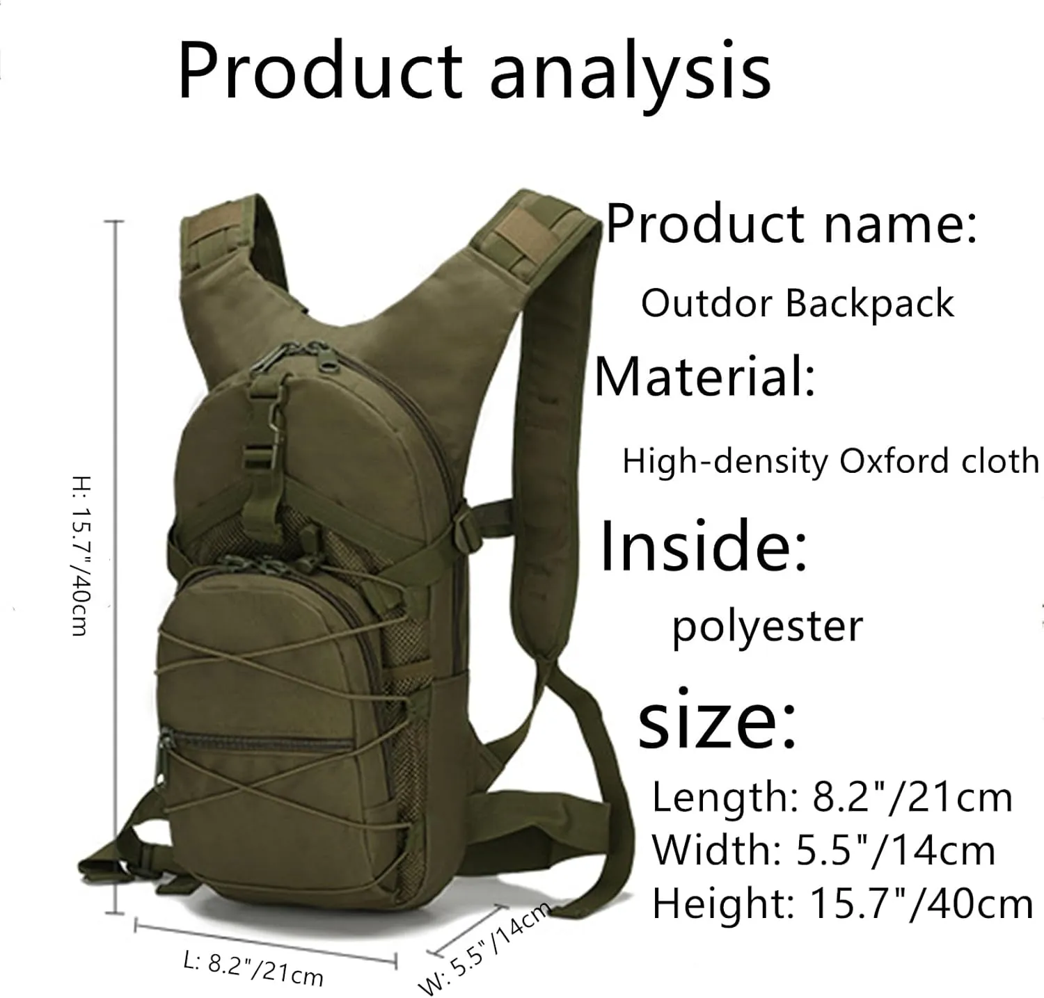 Military Molle Tactical Backpack, 15L Small Capacity Army Backpack for Hiking Cycling Camping Mountaineering Fishing Hunting Climbing Trekking Travel Sports