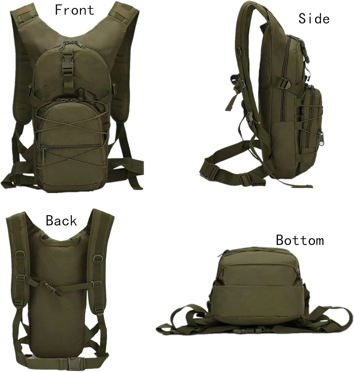 Military Molle Tactical Backpack, 15L Small Capacity Army Backpack for Hiking Cycling Camping Mountaineering Fishing Hunting Climbing Trekking Travel Sports