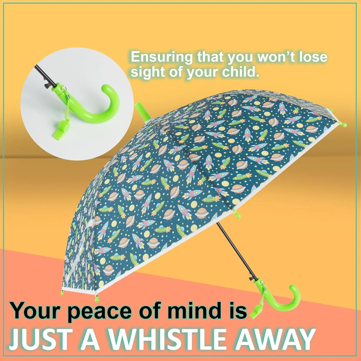Mindset Kids Toddler Umbrella - Windproof, Portable with Fun Prints | Opaque & Clear Bubble Design | Ergonomic Handle for Boys & Girls 3-10
