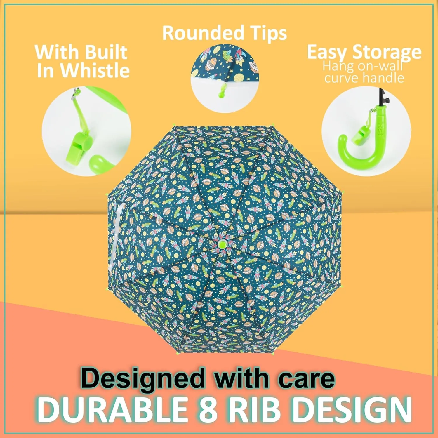 Mindset Kids Toddler Umbrella - Windproof, Portable with Fun Prints | Opaque & Clear Bubble Design | Ergonomic Handle for Boys & Girls 3-10