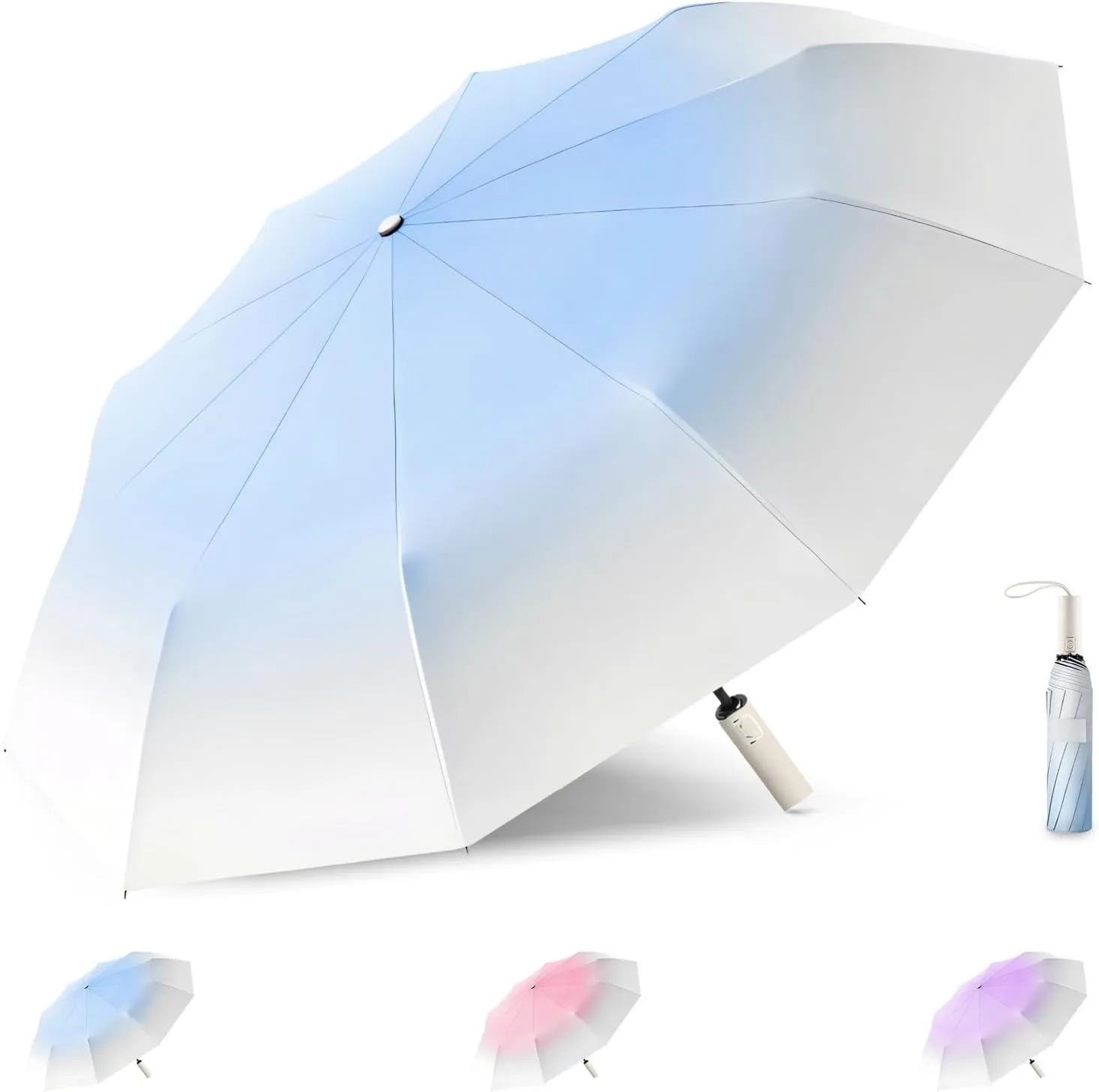 Mini Travel Umbrella Purse with Case Compact, Lightweight, UV Umbrella UPF 50  Sun Protection, Windproof Portable Parasol for Women, Men & Kids