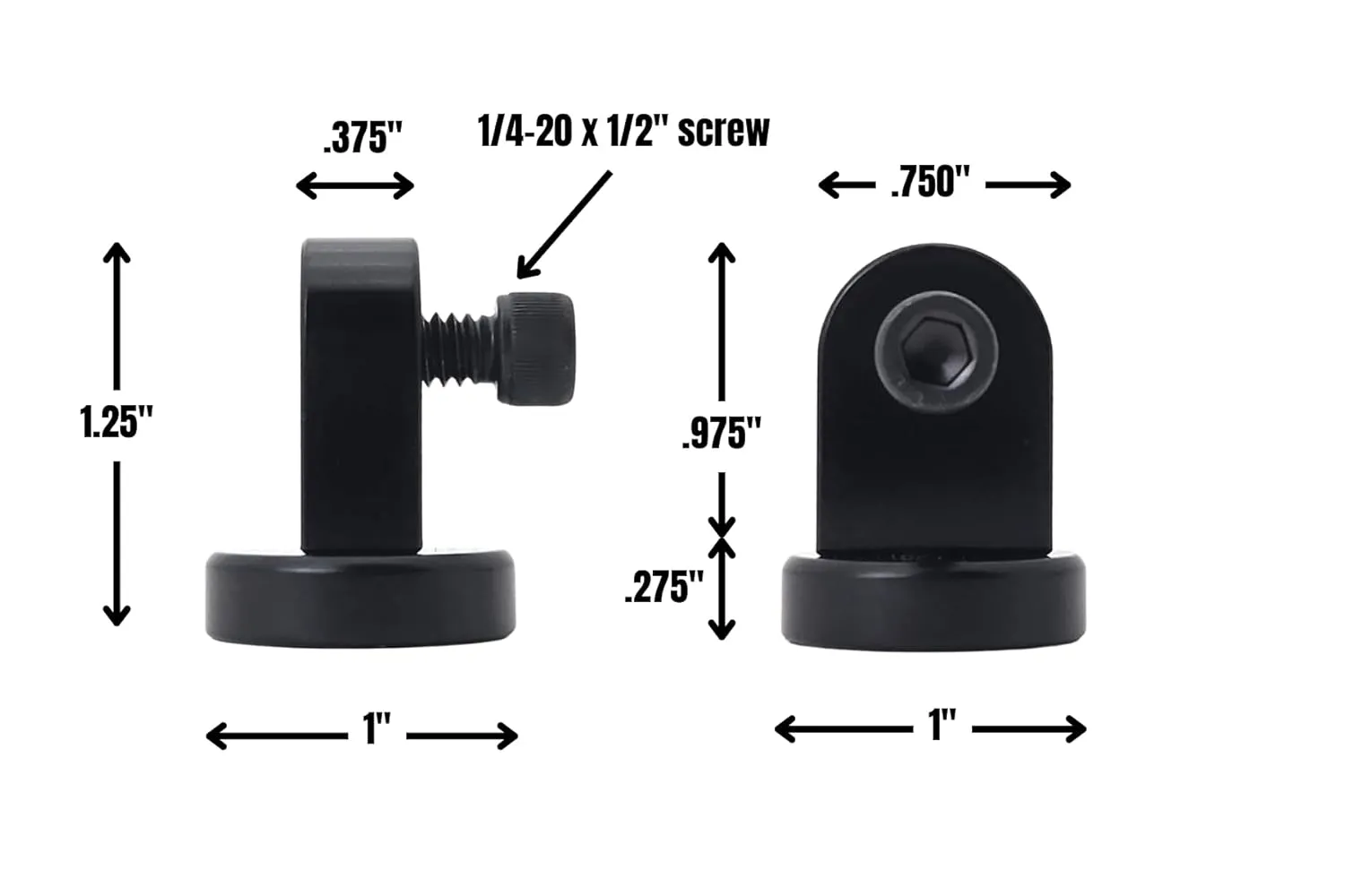 Miniature Magnetic Mag Base for Dial Indicators with 40 Pounds Holding Power. Size 1-1/4 inch x 1 inch (Magnetic Base Alone)