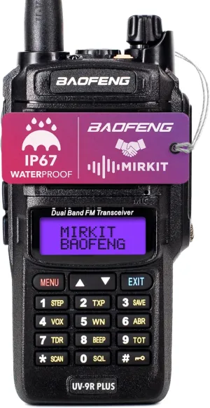 Mirkit Waterproof Baofeng Radio UV-9R Plus MK1 (UV-82 3rd Generation) 8W Ham Radio VHF/UHF 144-148/420-450mhz Walkie Talkie with 2200mAh Battery, IP67 Radio: Dust, Cold & Waterproof Radio