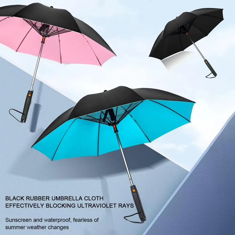 Misting Umbrella with Fan, 3-in-1 UV Blocking Misting Fan Umbrellas, Portable USB Rechargeable Cooling Umbrella with Mist Bottles for Outdoor, Beach, Hiking