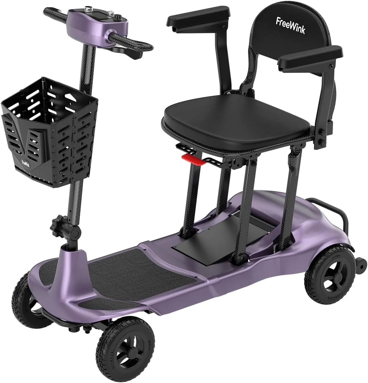 Mobility Scooters for Adults & Seniors - Ultra Lightweight 27.5 lbs Carbon Fiber Folding Electric Scooter - Airlines Approved All-Terrain Portable Scooter with Basket and Charger Included-Purple