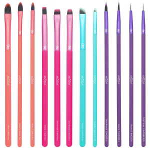 MODA Originals 12pc Makeup Brush Kit – Versatile Vegan Brushes for Face, Eye, Lip