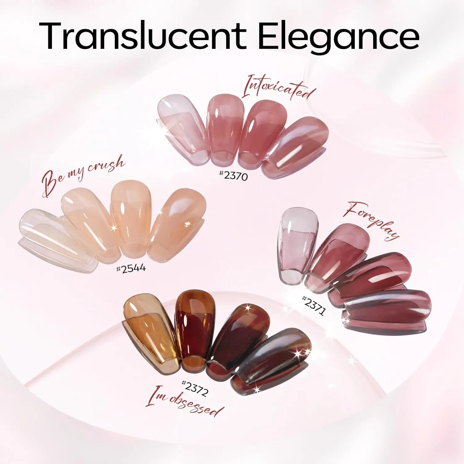 Modelones Jelly Gel Nail Polish Kit with U V Light, Sheer Pink Nude Red Manicure Set with Base Top Coat Pearl Chrome Powder 4 Colors Spring Gel Mini Salon Nail Art Starter Gift for Women Girls