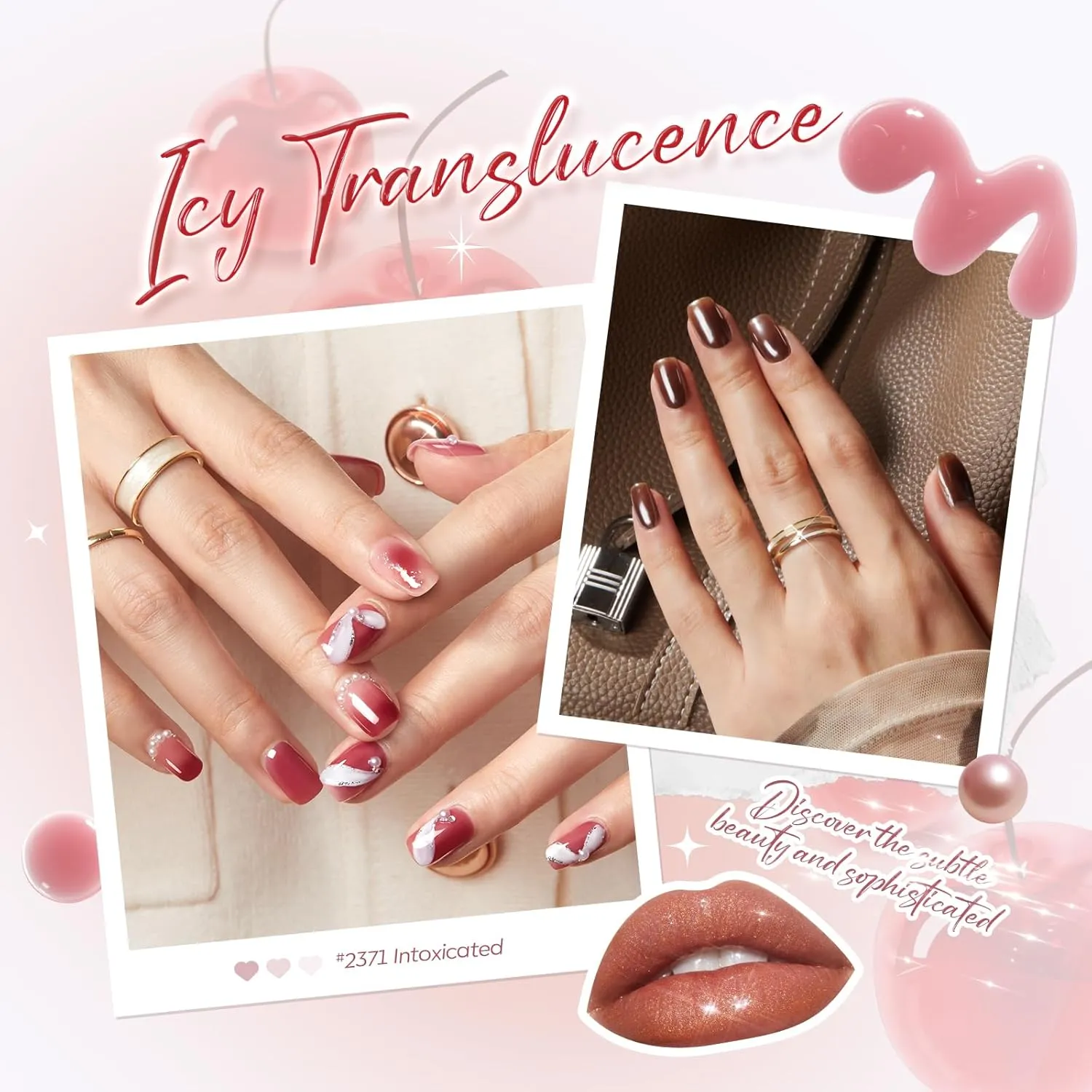 Modelones Jelly Gel Nail Polish Kit with U V Light, Sheer Pink Nude Red Manicure Set with Base Top Coat Pearl Chrome Powder 4 Colors Spring Gel Mini Salon Nail Art Starter Gift for Women Girls