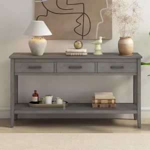Modern Simplicity Console Table with 3 Drawers and1 Shelf, Entrance Table for Entryway, Hallway, Living Room, Foyer, Corridor (Gray)