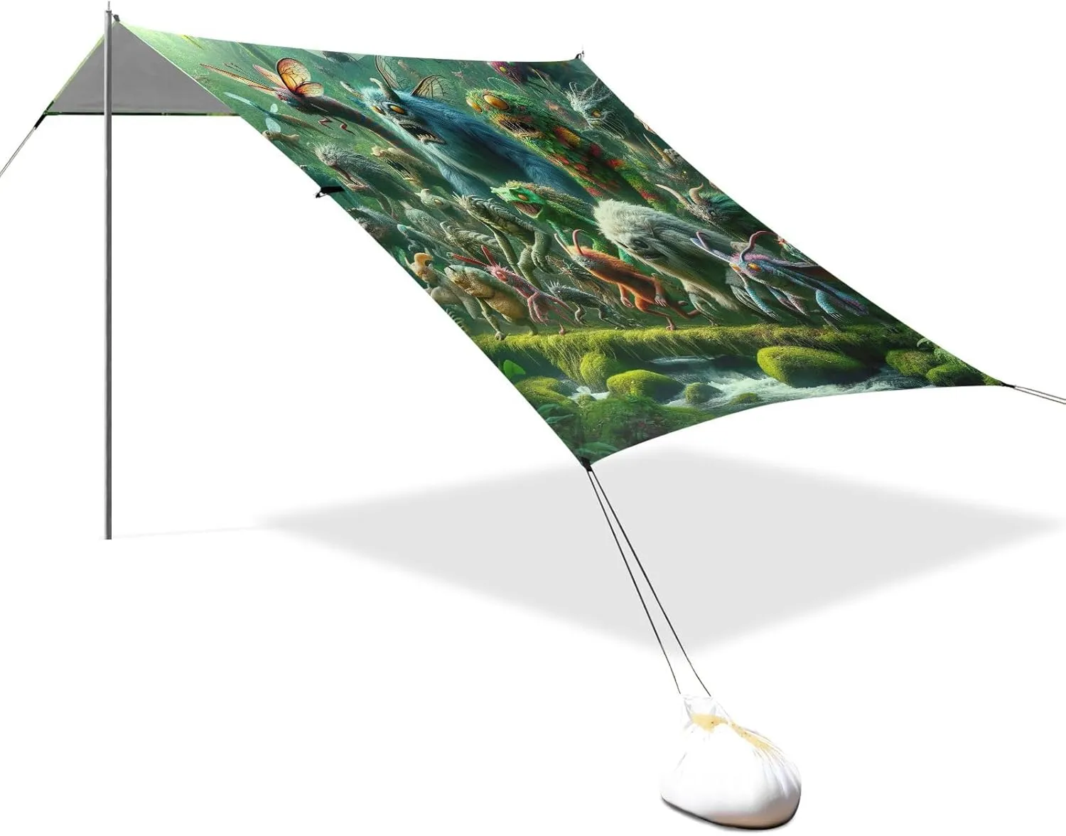 Monsters Jungle Adventure Canopy Tent Beach 9.2 × 10.5 FT Outdoor Patio Sun Shade Funny Waterproof Camping Sun Shelter with Sandbags Anchor