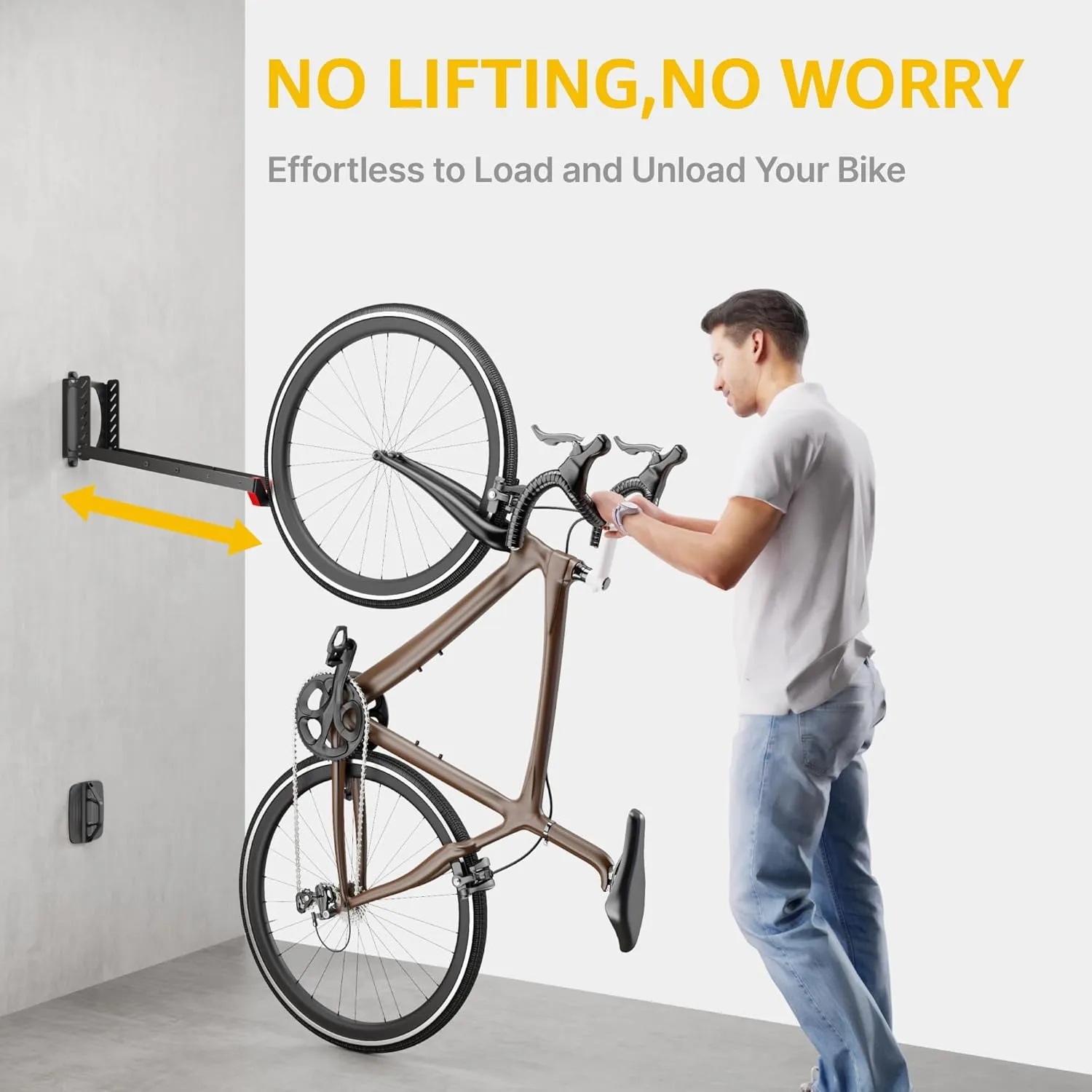 monTEK Swivel Bike Wall Mount, No Heavy Lifting Required Bike Wall Mount, Bike Hangers for Garage, Space-Saving Bike Rack Garage, Easy to Load and Unload, Bike Hanger Can Hold Up to 77 lbs, 2 Pack