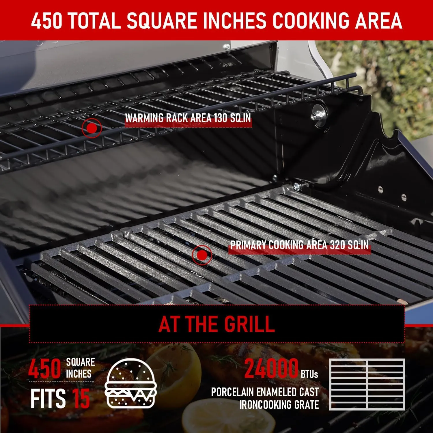 Monument Grills 2-Burner Stainless Steel Liquid Propane Gas Patio Garden Barbecue Grill with Clearview® Lid, Knob Control and Two Foldable Shelves Mesa200S