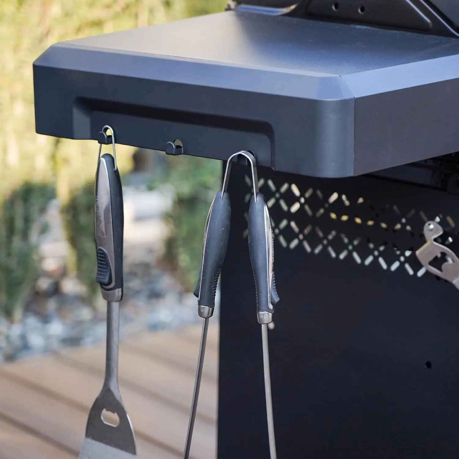 Monument Grills 2-Burner Stainless Steel Liquid Propane Gas Patio Garden Barbecue Grill with Clearview® Lid, Knob Control and Two Foldable Shelves Mesa220 with BBQ Cover