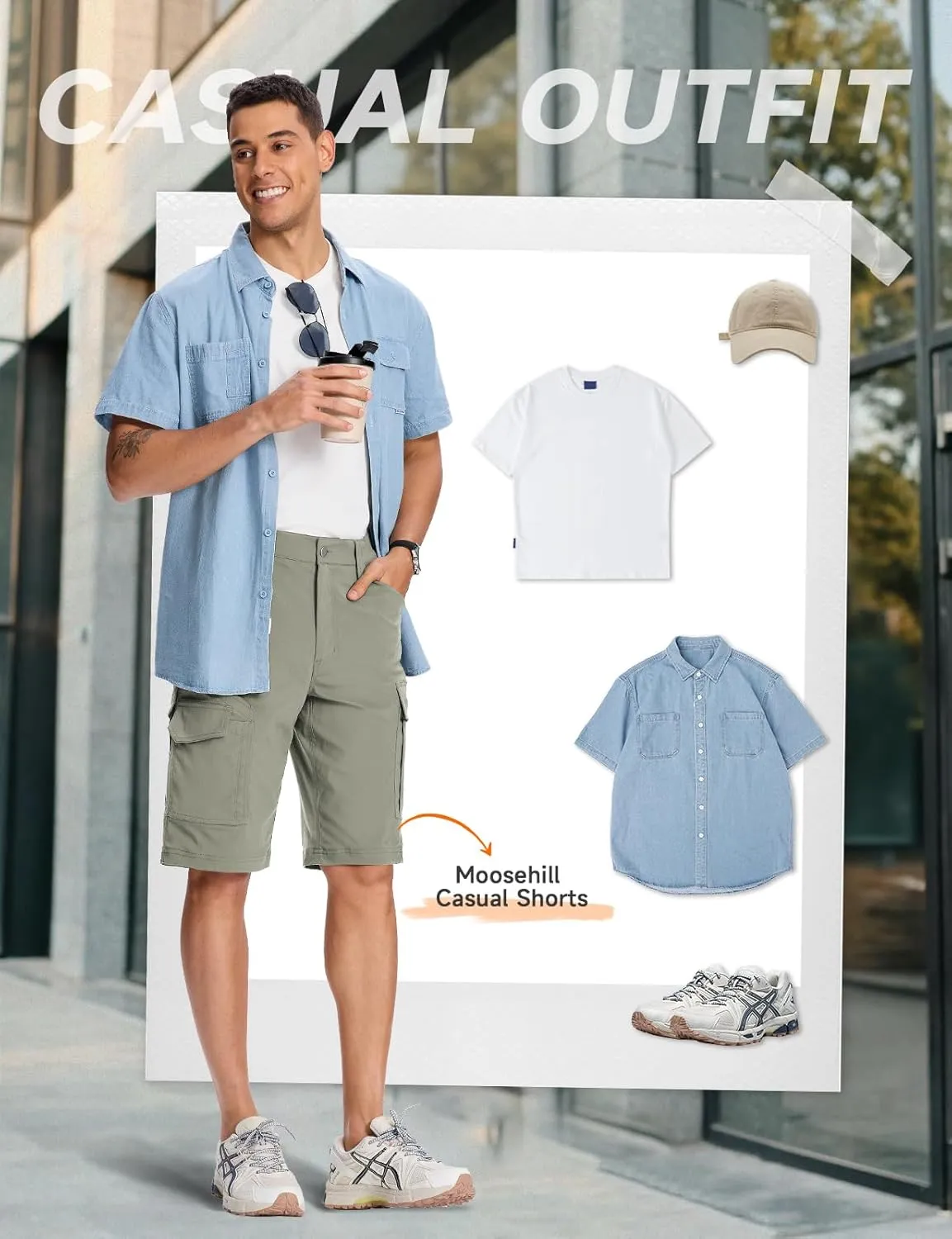 Moosehill Mens-Hiking-Shorts Cargo Lightweight Water Resistant Quick Dry Big & Tall with 8 Pockets for Tactical Work