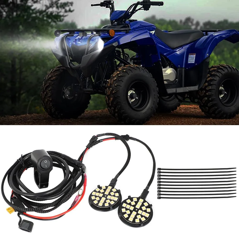 motoparty Headlight Kit for Yamaha Grizzly 90 2019-2024 Left and Right Waterproof LED Lights Easy Installation Waterproof