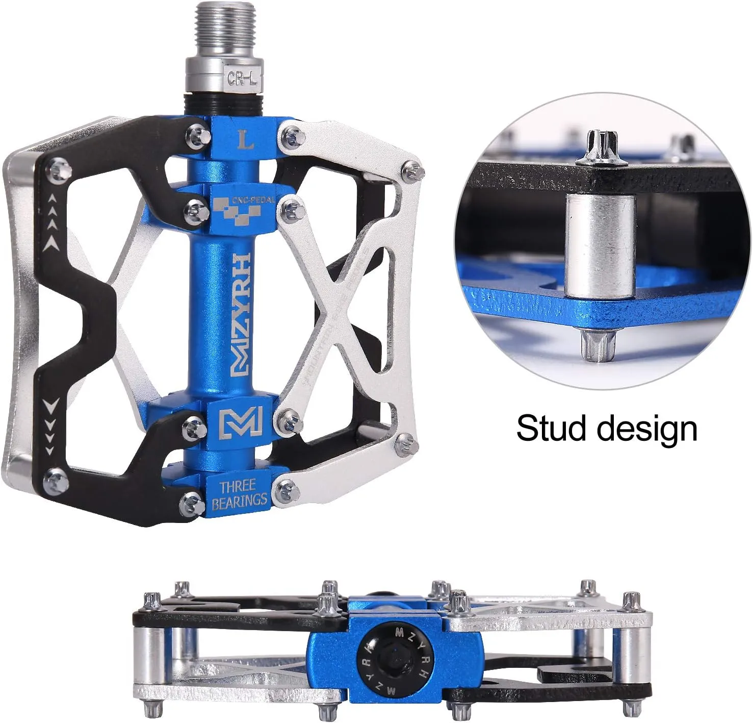 Mountain Bike Pedals, Ultra Strong Colorful CNC Machined 9/16" Cycling Sealed 3 Bearing Pedals