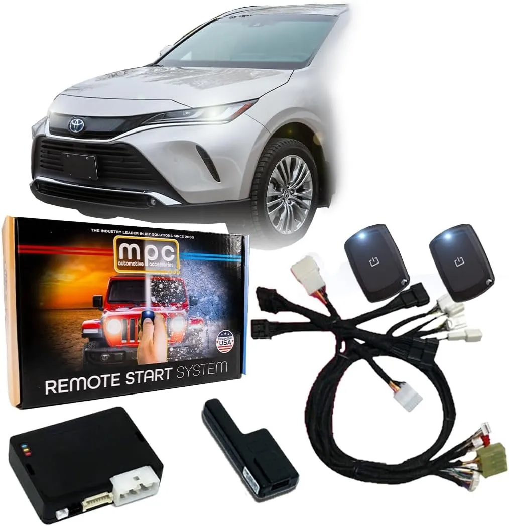 MPC Remote Start Kit Compatible with Toyota Venza 2021-2023 Hybrid Push to Start - Plugin T-Harness - (2) Ultra-Compact Extended Range 1-Button Remotes - Up to 1,500 ft Range